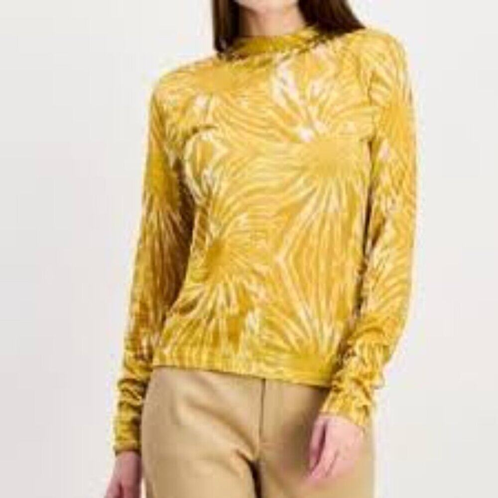 Scotch & Soda Sunray Yellow Tie Dye Long Sleeve Round Neck Lightweight Top Sz XS